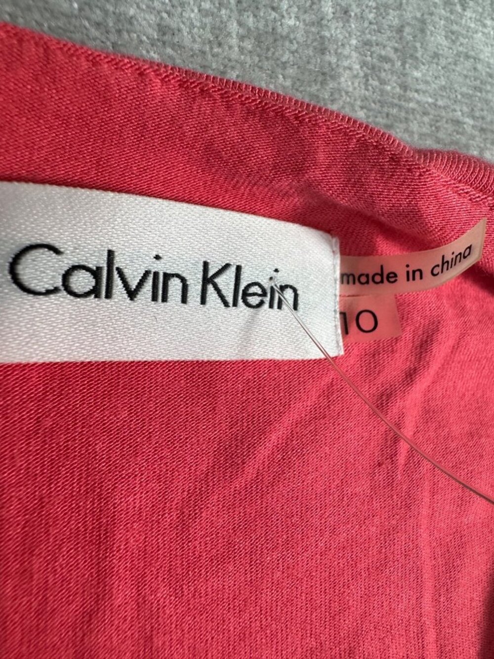 Calvin Klein Coral Sleeveless Twist Front Sheath Dress 10 Rayon Blend Stretchy - Picture 5 of 14